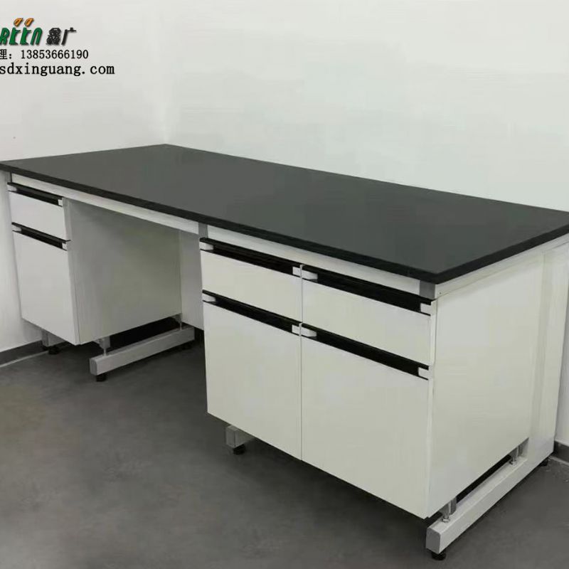 山东实验室理化板工作台 试验操作台 试剂架边台钢木中央化验台