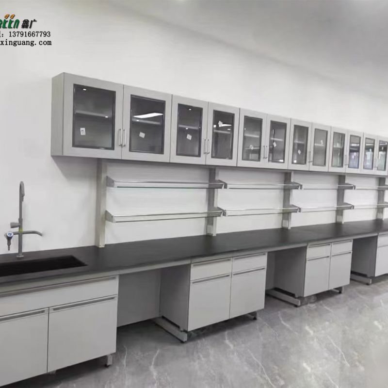 山东鑫广钢木实验台 带吊柜带试剂架 款式可定制