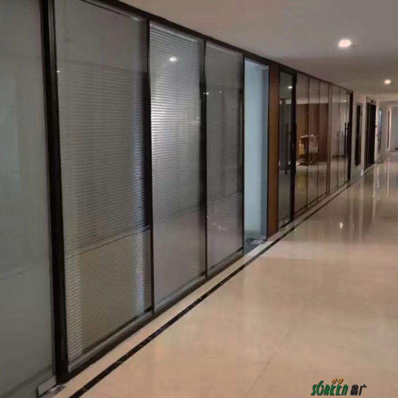 山东办公隔断厂家 双玻百叶全景隔断 全钢防火玻璃