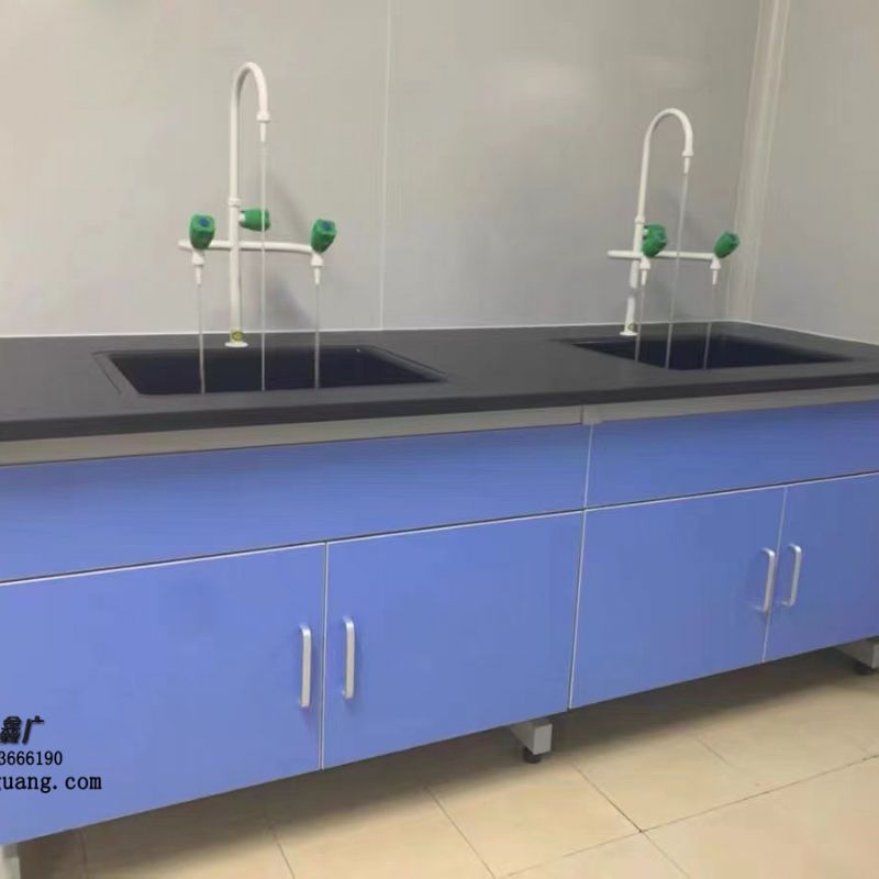 学校实验室耐酸碱钢木实验水槽台 转角柜尺寸可定制