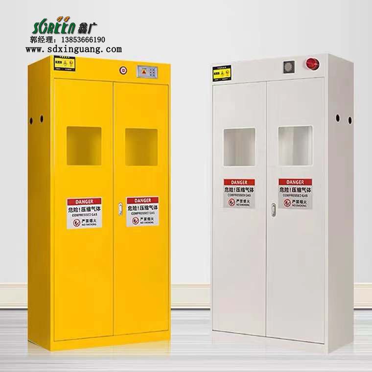 山东全钢防爆双瓶气瓶柜 甲烷乙炔瓶安全柜 气瓶柜厂家