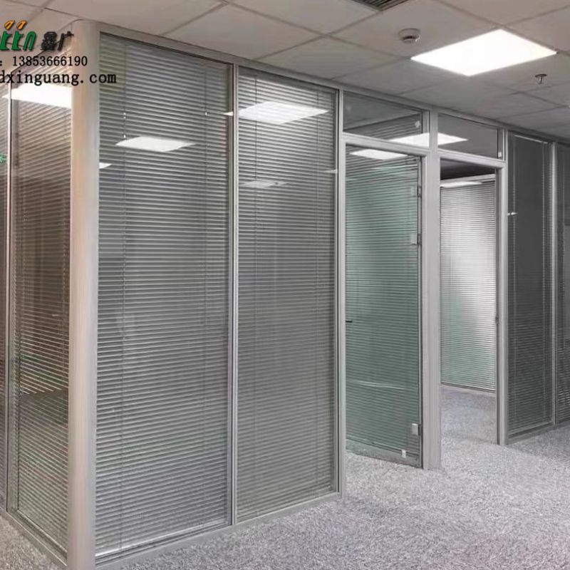 潍坊市办公室玻璃隔断 双玻带百叶 玻璃隔断单玻双玻边框