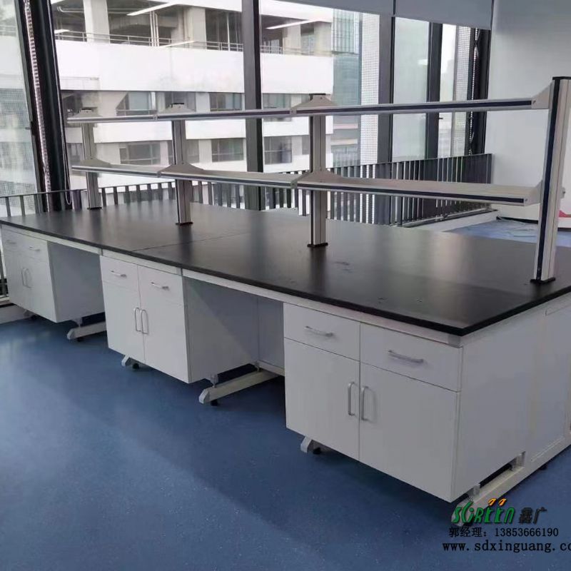 鑫广实验室试剂架 铝玻边台 中央台试剂架 烧杯架实验台定制