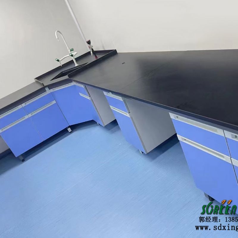 山东鑫广钢木转角工作台 实验室边台中央台 钢木材质定制